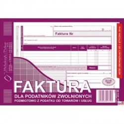 203-3E Faktura dla podatników zwolnionych z VAT A5 (o+1k) MICHALCZYK