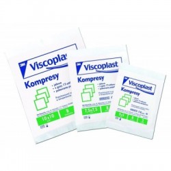 Jałowe kompresy gazowe VISCOPLAST, bawełniane, 17-nitkowe, 8 warstw 7,5x7,5cm, 3szt.