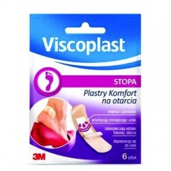 Zestaw plastrów VISCOPLAST Komfort, z opatrunkiem, na otarcia stóp, 6szt