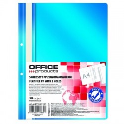 Skoroszyt OFFICE PRODUCTS, PP, A4, 2 otwory, 100/170mikr., wpinany, niebieski