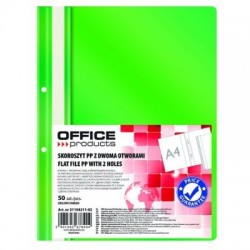 Skoroszyt OFFICE PRODUCTS, PP, A4, 2 otwory, 100/170mikr., wpinany, zielony