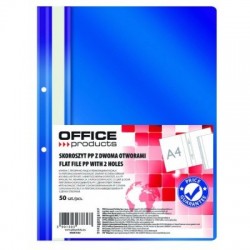 Skoroszyt OFFICE PRODUCTS, PP, A4, 2 otwory, 100/170mikr., wpinany, granatowy