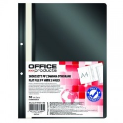 Skoroszyt OFFICE PRODUCTS, PP, A4, 2 otwory, 100/170mikr., wpinany, czarny