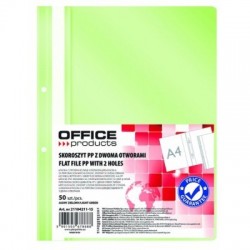 Skoroszyt OFFICE PRODUCTS, PP, A4, 2 otwory, 100/170mikr., wpinany, jasnozielony