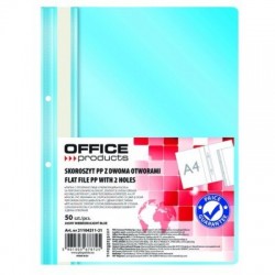 Skoroszyt OFFICE PRODUCTS, PP, A4, 2 otwory, 100/170mikr., wpinany, jasnoniebieski