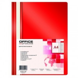 Skoroszyt OFFICE PRODUCTS, PP, A4, miękki, 100/170mikr., czerwony