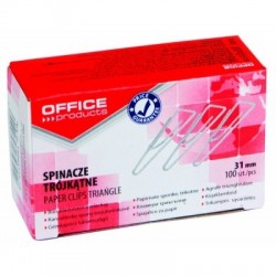 Spinacze trójkątne OFFICE PRODUCTS, 31mm, 100szt., srebrne