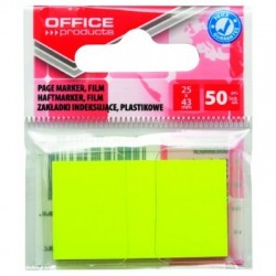 Zakładki indeksujące OFFICE PRODUCTS, PP, 25x43mm, 1x50 kart., zawieszka, żółte