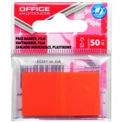 Zakładki indeksujące OFFICE PRODUCTS, PP, 25x43mm, 1x50 kart., zawieszka, pomarańczowe