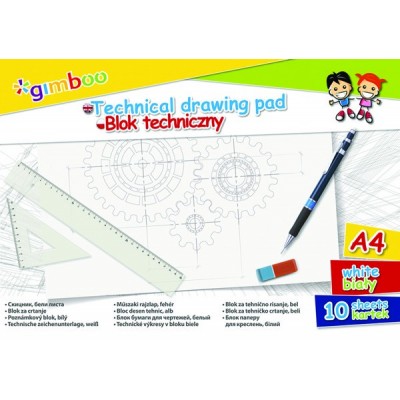 Blok techniczny GIMBOO, A4, 10 kart., 150gsm, biały