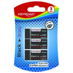 Gumka uniwersalna KEYROAD Black, 3szt., blister, czarna