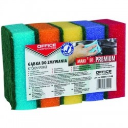 Gąbka do zmywania OFFICE PRODUCTS Maxi Premium, 5szt., mix kolorów