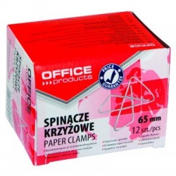 Spinacze krzyżowe OFFICE PRODUCTS, 65mm, 12szt., srebrne