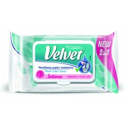 Papier toaletowy celulozowy VELVET Moist Intima, nawilżany, 48 listków, biały