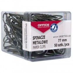 Spinacze metalowe OFFICE PRODUCTS, 77mm, w pudełku, 50szt., srebrne