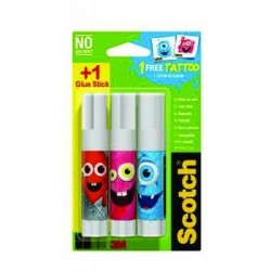 Klej szkolny w sztyfcie SCOTCH® Monsters Edition (TTL0087), do papieru, 8g, 2szt+1gratis