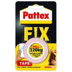 Taśma dwustronna PATTEX FIX, 1,5m x 19mm, 120kg