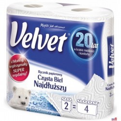 Ręcznik Velvet Extra Long Biały 2 rolki