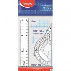 Zestaw geometryczny (linijka 15cm, 2 ekierki, kątomierz) 242815 MAPED