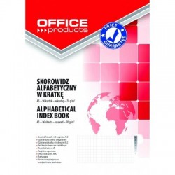 Skorowidz OFFICE PRODUCTS, A5, w kratkę, alfabetyczny, twarda okładka, 96 kart., 70gsm